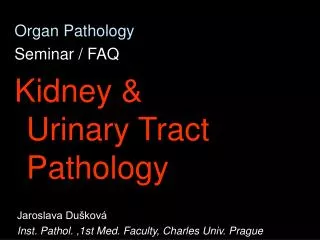 Organ Pathology Seminar / FAQ Kidney &amp; Urinary Tract Pathology