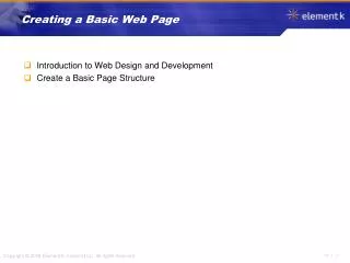 Creating a Basic Web Page