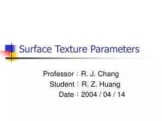 Surface Texture Parameters