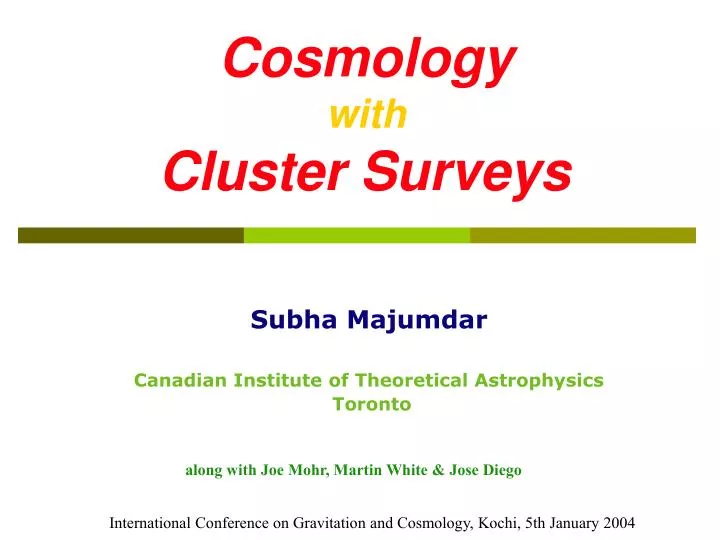 cosmology with cluster surveys