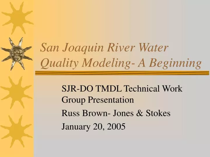 san joaquin river water quality modeling a beginning