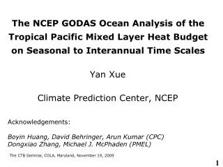 Yan Xue Climate Prediction Center, NCEP
