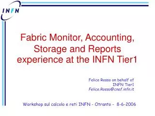 Fabric Monitor, Accounting, Storage and Reports experience at the INFN Tier1