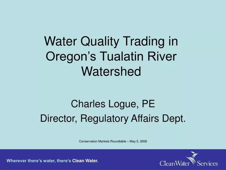 water quality trading in oregon s tualatin river watershed