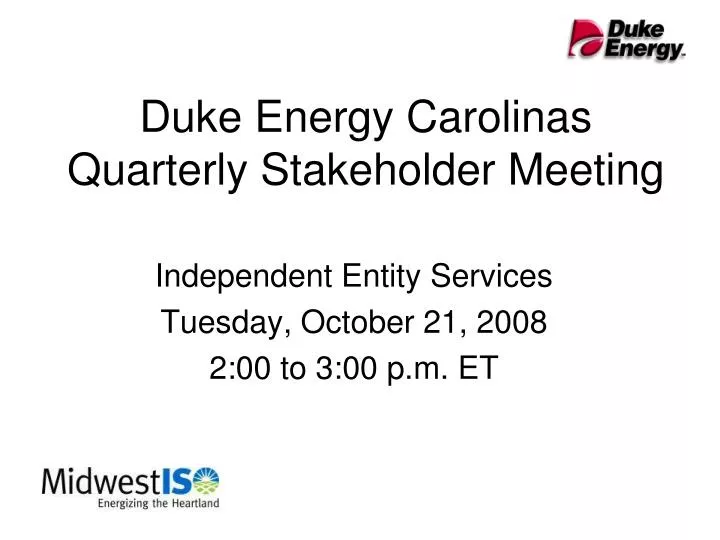 duke energy carolinas quarterly stakeholder meeting