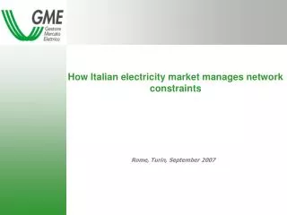 How Italian electricity market manages network constraints