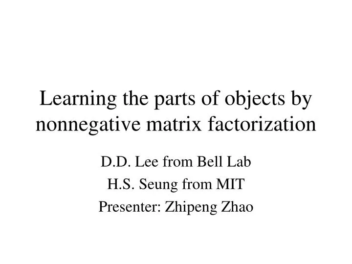 learning the parts of objects by nonnegative matrix factorization