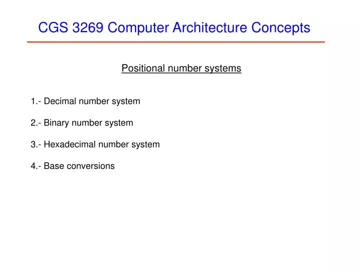 cgs 3269 computer architecture concepts