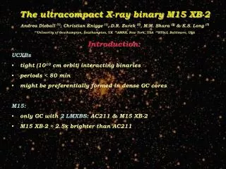 Introduction: UCXBs tight (10 10 cm orbit) interacting binaries periods &lt; 80 min