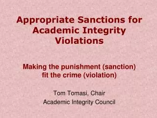 Appropriate Sanctions for Academic Integrity Violations