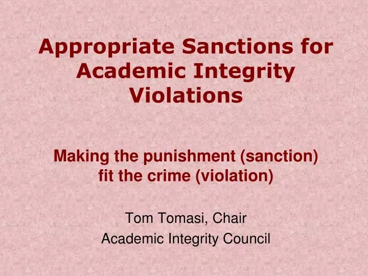 appropriate sanctions for academic integrity violations