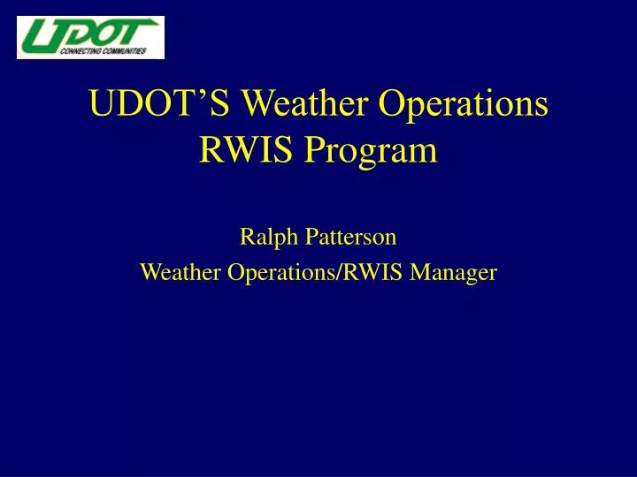 udot s weather operations rwis program