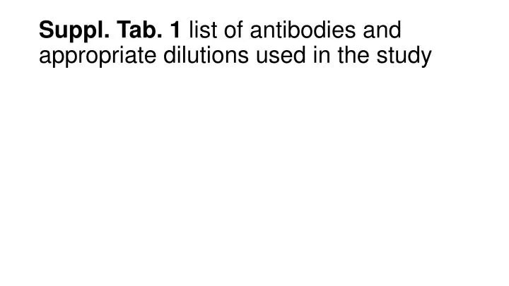 suppl tab 1 list of antibodies and appropriate dilutions used in the study