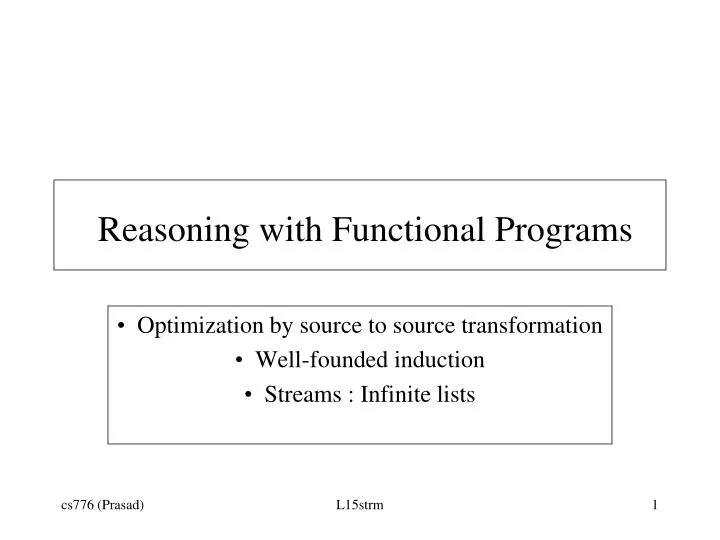reasoning with functional programs