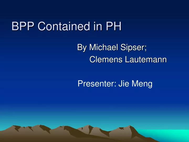 bpp contained in ph