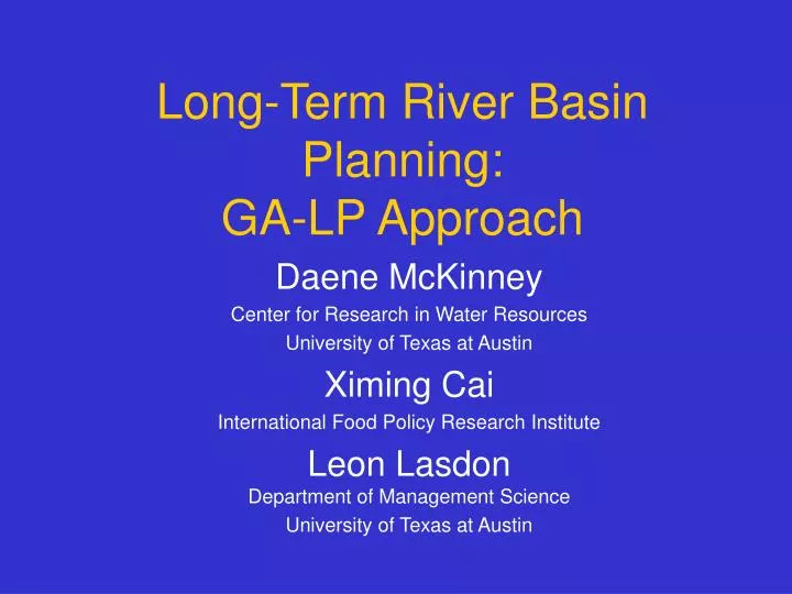 long term river basin planning ga lp approach