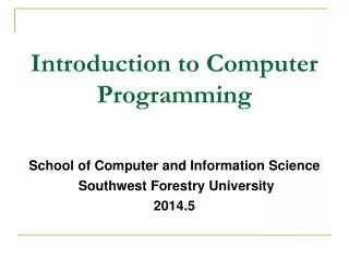 school of computer and information science southwest forestry university 2014 5