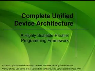 Complete Unified Device Architecture