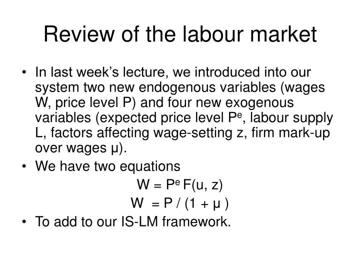 review of the labour market
