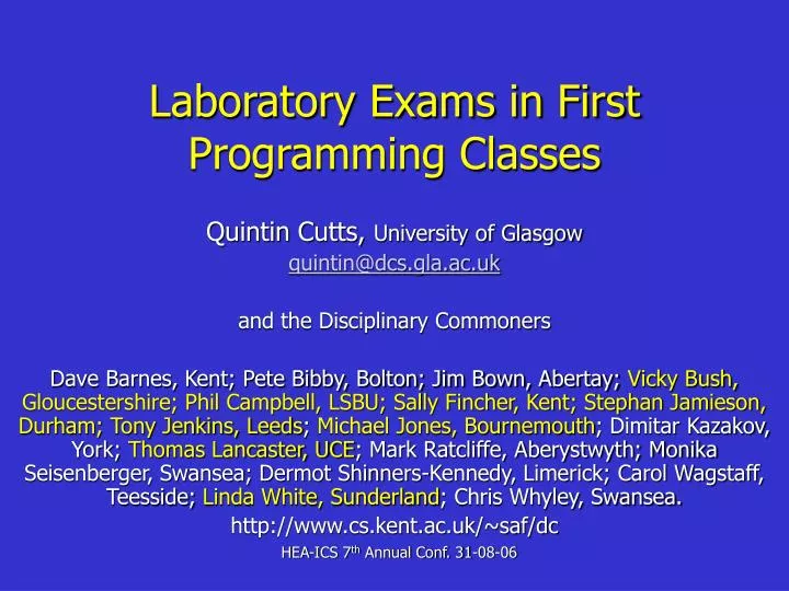 laboratory exams in first programming classes