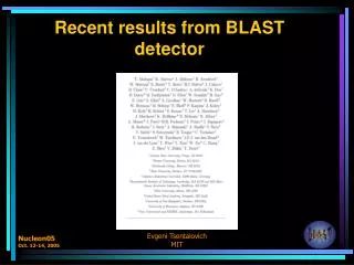 Recent results from BLAST detector