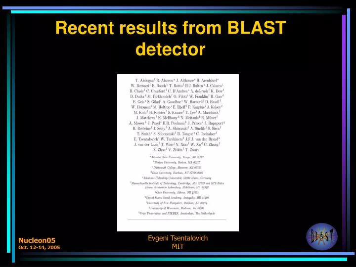 recent results from blast detector