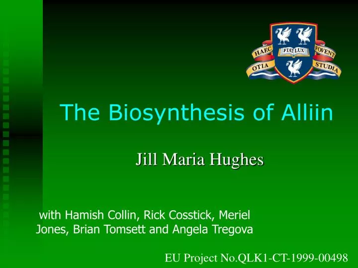 the biosynthesis of alliin