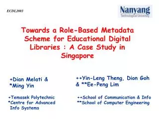 Towards a Role-Based Metadata Scheme for Educational Digital Libraries : A Case Study in Singapore
