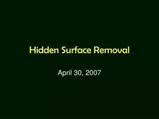 Hidden Surface Removal