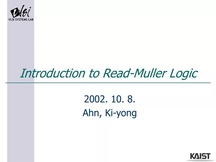 introduction to read muller logic