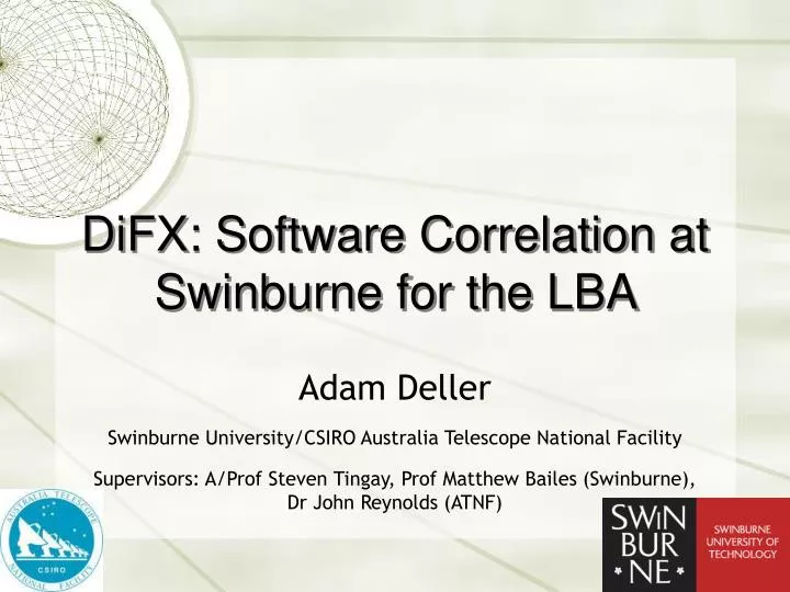 difx software correlation at swinburne for the lba
