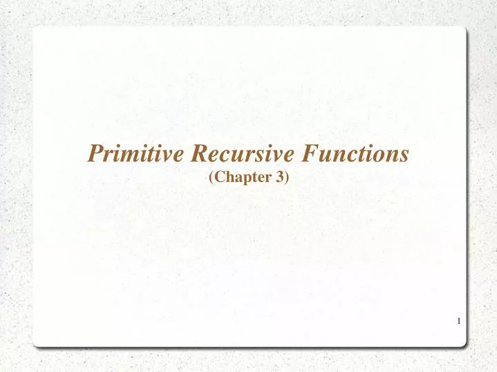primitive recursive functions chapter 3