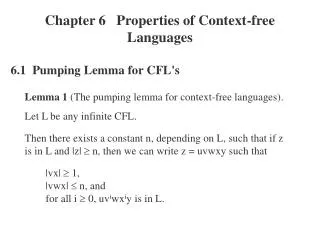 Chapter 6 Properties of Context-free Languages