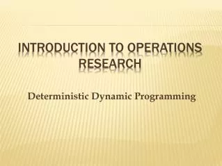 Introduction to Operations Research