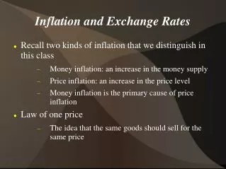 Inflation and Exchange Rates