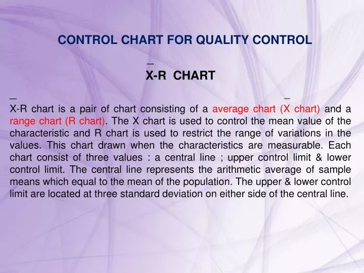 control chart for quality control