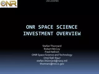 ONR space science investment overview