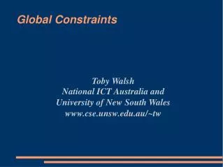 Global Constraints