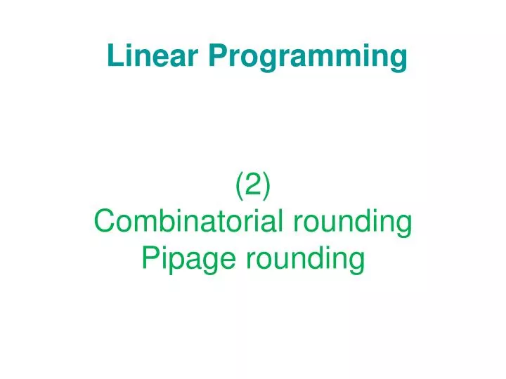 linear programming