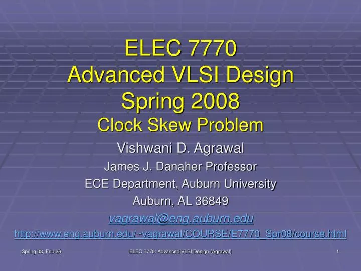 elec 7770 advanced vlsi design spring 2008 clock skew problem