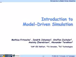 Introduction to Model-Driven Simulation