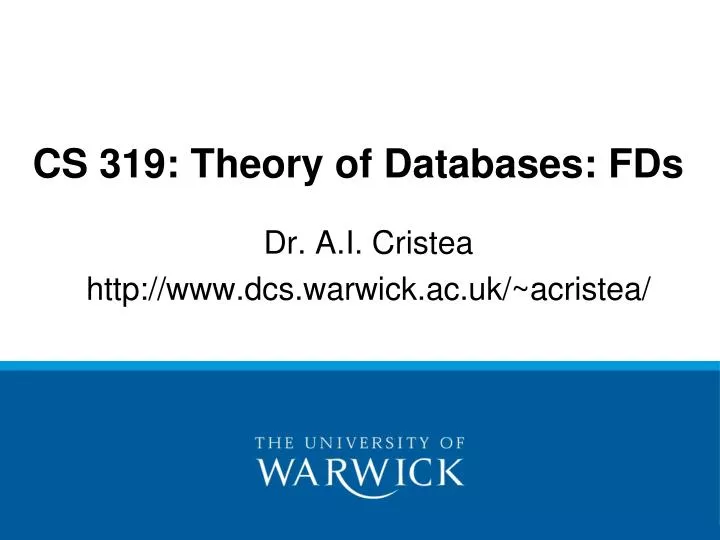 cs 319 theory of databases fds