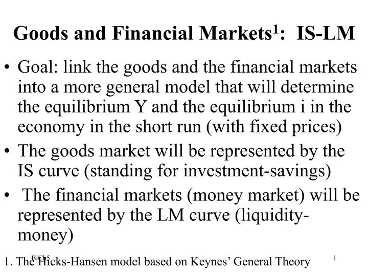 goods and financial markets 1 is lm
