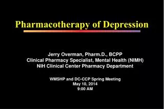Pharmacotherapy of Depression