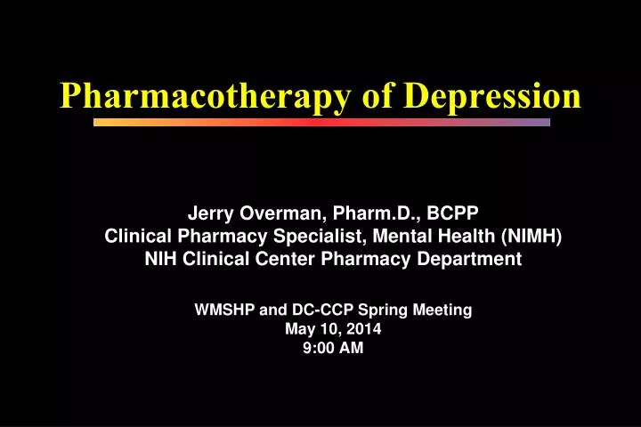 pharmacotherapy of depression