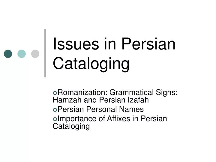 issues in persian cataloging