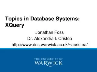 Topics in Database Systems: XQuery