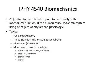 IPHY 4540 Biomechanics