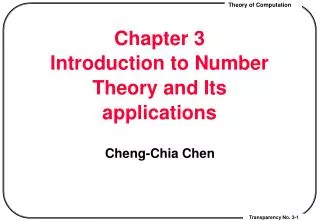 Chapter 3 Introduction to Number Theory and Its applications