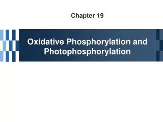 Chapter 19 Oxidative Phosphorylation and Photophosphorylation